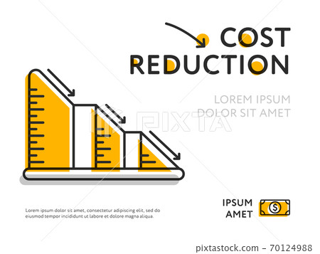 Simple graph with cost reduction chart 70124988