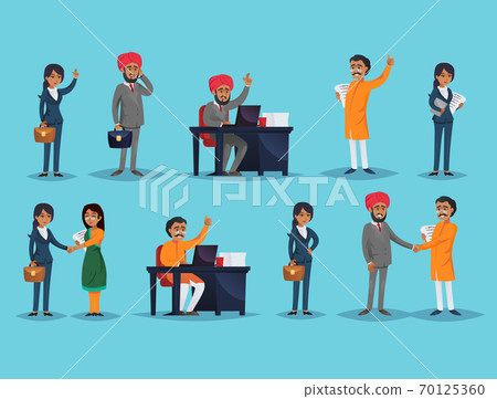 Icons set with ethnic businesspeople 70125360