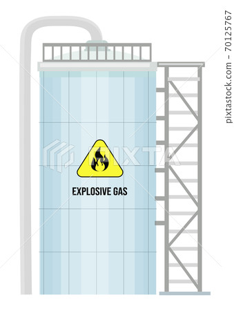 Gas cistern vector tank. Propane icon container. Oxygen gas cylindrical container fuel storage Gas cistern vector tank. Propane icon container. Oxygen gas cylindrical container fuel storage 70125767
