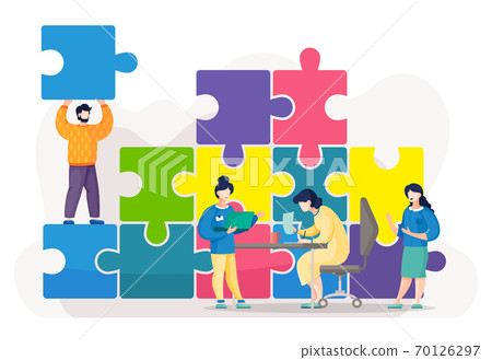 Teamwork, people collective working together, connecting puzzle pieces, working at business project Teamwork, people collective working together, connecting puzzle pieces, working at business project 70126297
