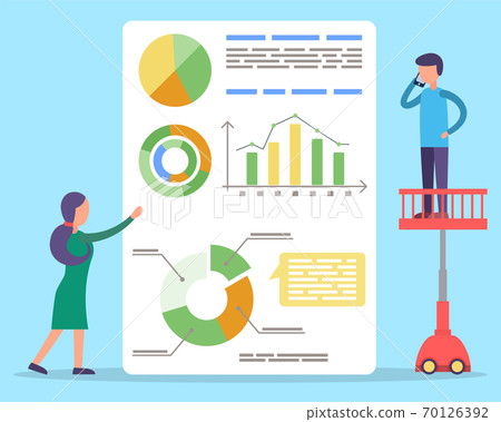 Man and Woman Working on Analytics Presentation 70126392
