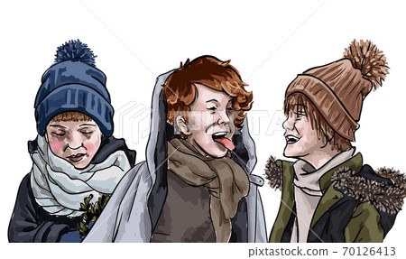 Group of Boys, Kids Friendship, Friends Outdoors 70126413