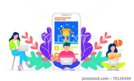 People near Smartphone, Application with Promotion 70126499