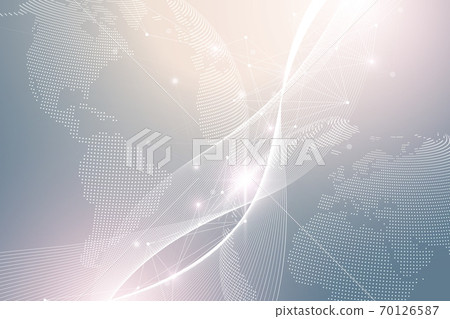 Big data visualization. Geometric abstract background visual information complexity. Futuristic infographics design. Technology background with connected line and dots, wave flow illustration 70126587
