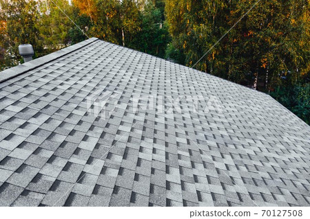 new renovated roof with shingles flat polymeric roof-tiles 70127508