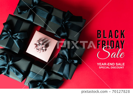 Black Friday sale, black gift box for online shopping 70127828