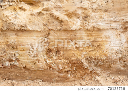 Layers of clay and orange sand soil, background, geological Layers of clay and orange sand soil, background, geological 70128736