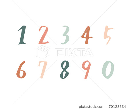 Handwritten fashionable number illustration set / fashionable / number / number / font / calligraphy / cursive 70128884