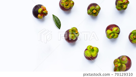 Mangosteen on white background. Mangosteen on white background. 70129310