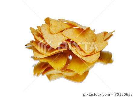 mexican nachos tortilla chips heap, isolated on white 70130632