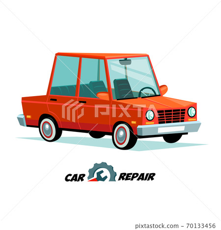 Car repair concept. Cartoon Car image in flat style. Auto repair service. 70133456