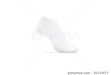 Blank white low cut sock on tiptoe mockup, side view Blank white low cut sock on tiptoe mockup, side view 70133477