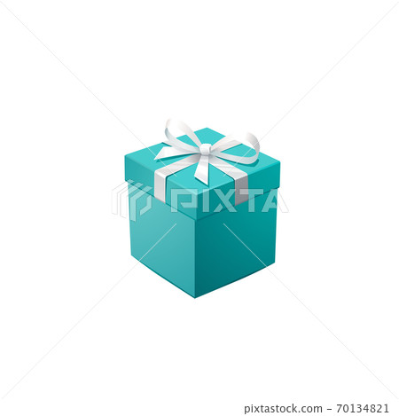 Gift Box and silver Confetti. Turquoise jewelry box. Template for cosmetics and jewelry shops. Christmas Background. Vector Illustration 70134821