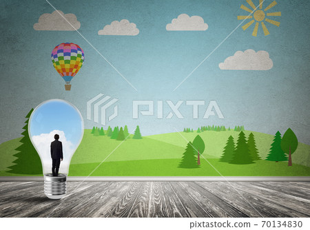 Businessman trapped in bulb 70134830