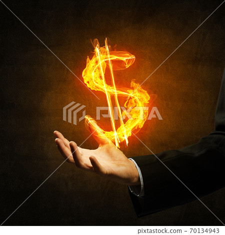 Dollar currency fire symbol 70134943