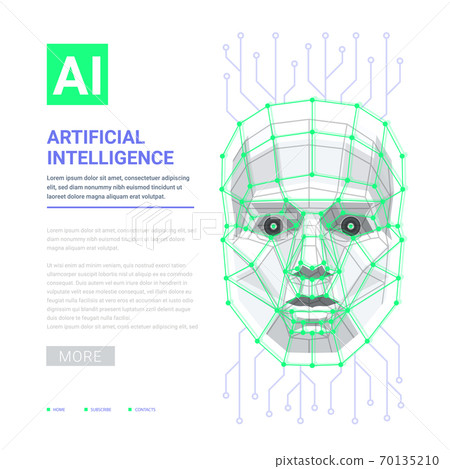 AI Artificial intelligence concept. Human face consisting of polygons, points and lines. Vector illustration. AI Artificial intelligence concept. Human face consisting of polygons, points and lines. Vector illustration. 70135210