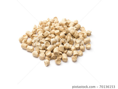 A bunch of filler for hamsters on a white background, isolate 70136153