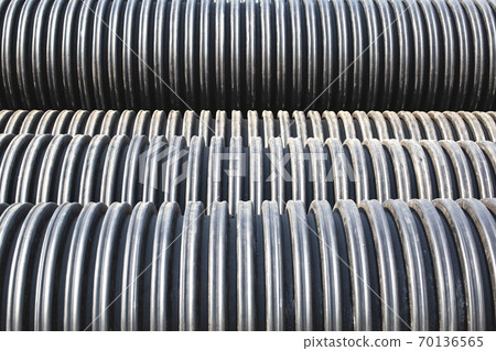 Modern polypropylene pipes for conducting heating mains underground. Durable and anticorrosive properties of water pipes, drainage system 70136565