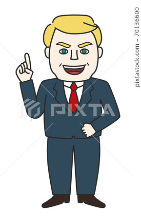 Blonde man raising his index finger 70136600
