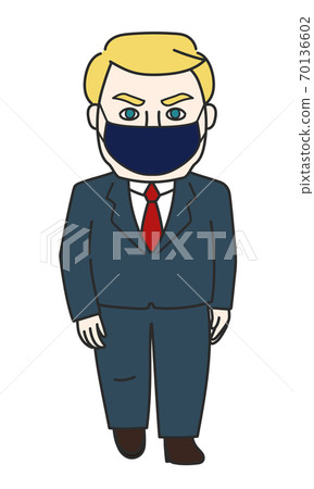 Blonde man walking with a mask 70136602