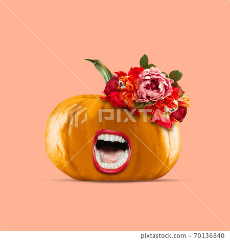 Trendy artwork, modern design. Contemporary art collage. Halloween concept. 70136840