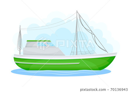 Regular Ship with Cabin as Water Transport Vector Illustration Regular Ship with Cabin as Water Transport Vector Illustration 70136943
