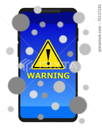 Illustration of a smartphone infected with a virus 70137282