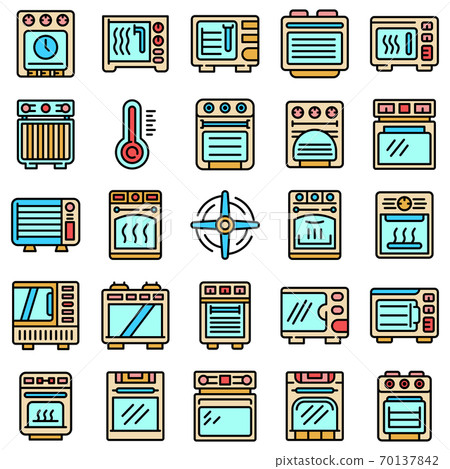 Convection oven icons set vector flat 70137842