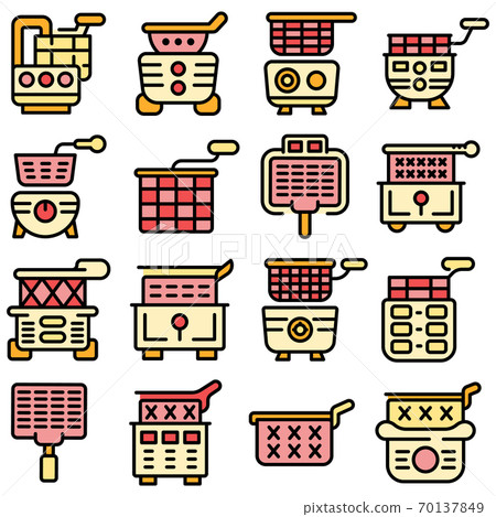 Deep fryer icons set vector flat Deep fryer icons set vector flat 70137849
