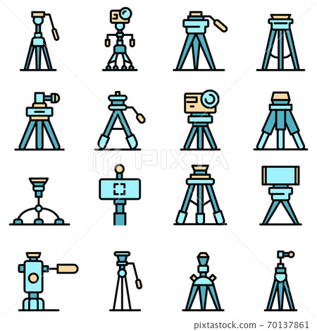 Tripod icons set vector flat 70137861