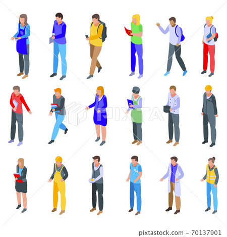 Job students icons set, isometric style 70137901