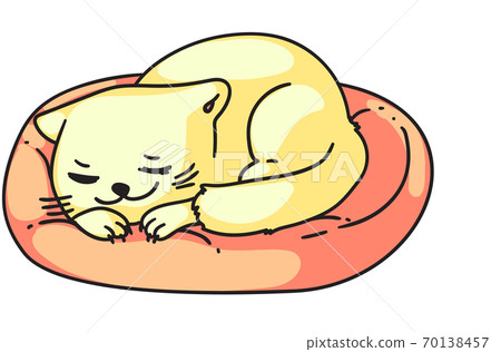 Cute sleeping day dreaming cat isolated on white Cute sleeping day dreaming cat isolated on white 70138457