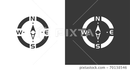 Compass. North direction. Isolated icon on black and white background. Weather vector illustration 70138546