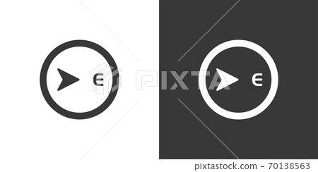 East direction. Isolated icon on black and white background. Weather vector illustration East direction. Isolated icon on black and white background. Weather vector illustration 70138563