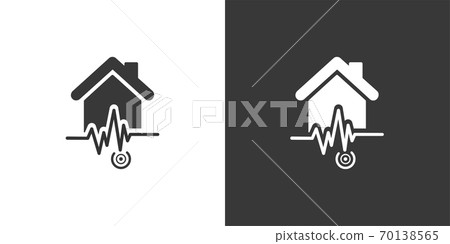 Earthquake pictogram. Isolated icon on black and white background. Weather vector illustration Earthquake pictogram. Isolated icon on black and white background. Weather vector illustration 70138565