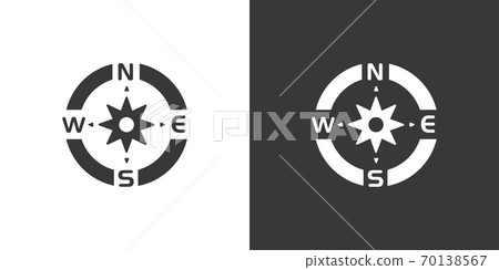 Compass. Wind rose sign. Isolated icon on black and white background. Weather vector illustration 70138567