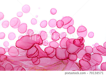Transparent pink and gold watercolor drops on white background. Bubbles imitation. Transparent pink and gold watercolor drops on white background. Bubbles imitation. 70138571