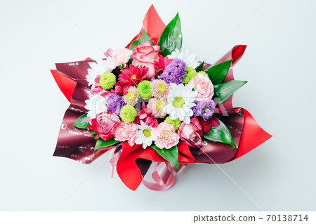 various flowers bouquet on white background various flowers bouquet on white background 70138714