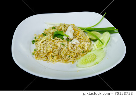 Top view of Crab fried rice topping with crab. 70138738