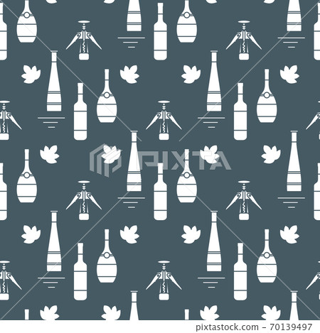 Vector pattern Alcohol drink Bottle Corkscrew Vector pattern Alcohol drink Bottle Corkscrew 70139497