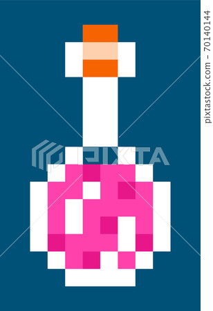 Potion bottle vector pixel object. Glass transparent bottle with cork isolated on white background Potion bottle vector pixel object. Glass transparent bottle with cork isolated on white background 70140144