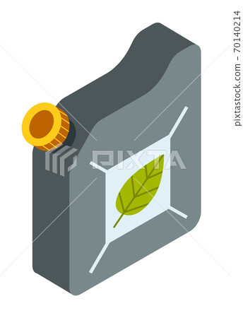 Plastic canister with ecological sign on the label over white background flat vector illustration 70140214