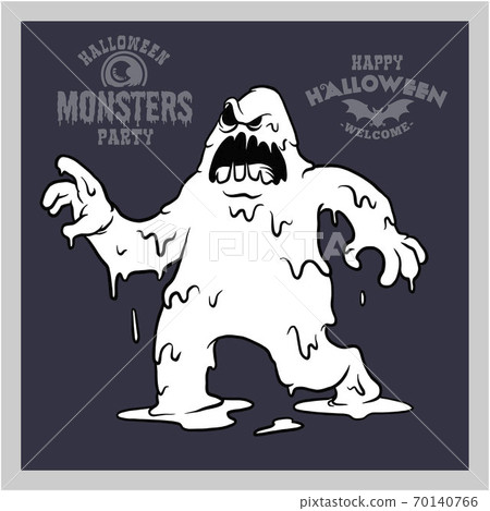 Cartoon monster for Halloween. Black and White Monster - mystical creatures. Cartoon monster for Halloween. Black and White Monster - mystical creatures. 70140766
