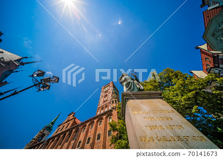 Vertical shot of Nicolaus Copernicus Statue in Torun, Poland Vertical shot of Nicolaus Copernicus Statue in Torun, Poland 70141673