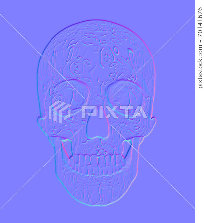 Normal map of ornamented skull. Computer... - Stock Illustration ...