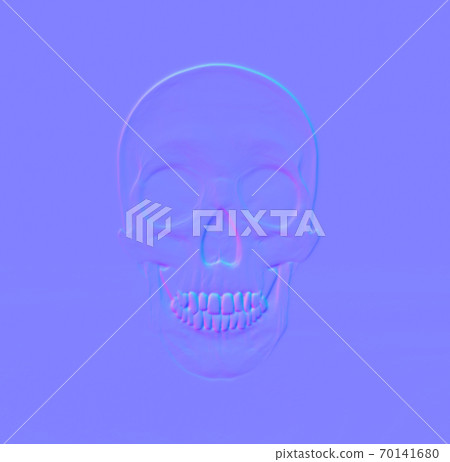 Normal map of Human anatomical skull. Computer... - Stock Illustration ...