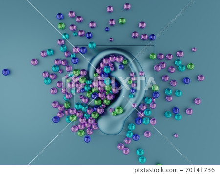 Multicolored orbeez balls scattered on a ASMR microphone. Autonomous Sensory Meridian Response. Relaxing sound concept. 3d illustration Multicolored orbeez balls scattered on a ASMR microphone. Autonomous Sensory Meridian Response. Relaxing sound concept. 3d illustration 70141736