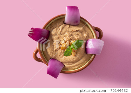 Gofio escaldado in bowl. traditional canarian food Gofio escaldado in bowl. traditional canarian food 70144482