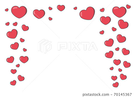 Frame with red hearts flying up in the air. Decorative element for holiday designs. Vector illustration for sale banners and ads 70145367