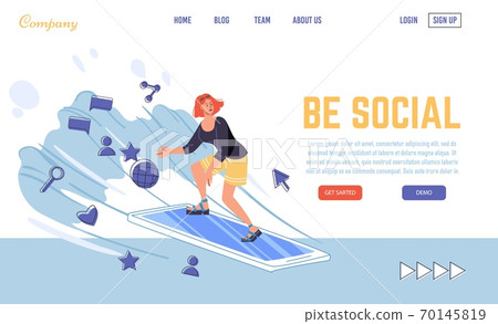 Internet surfing networking on mobile landing page 70145819